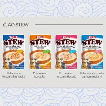 Wet cat treats INABA Ciao Stew Chicken & Scallop pouch 40 g — grain-free, adult, meaty