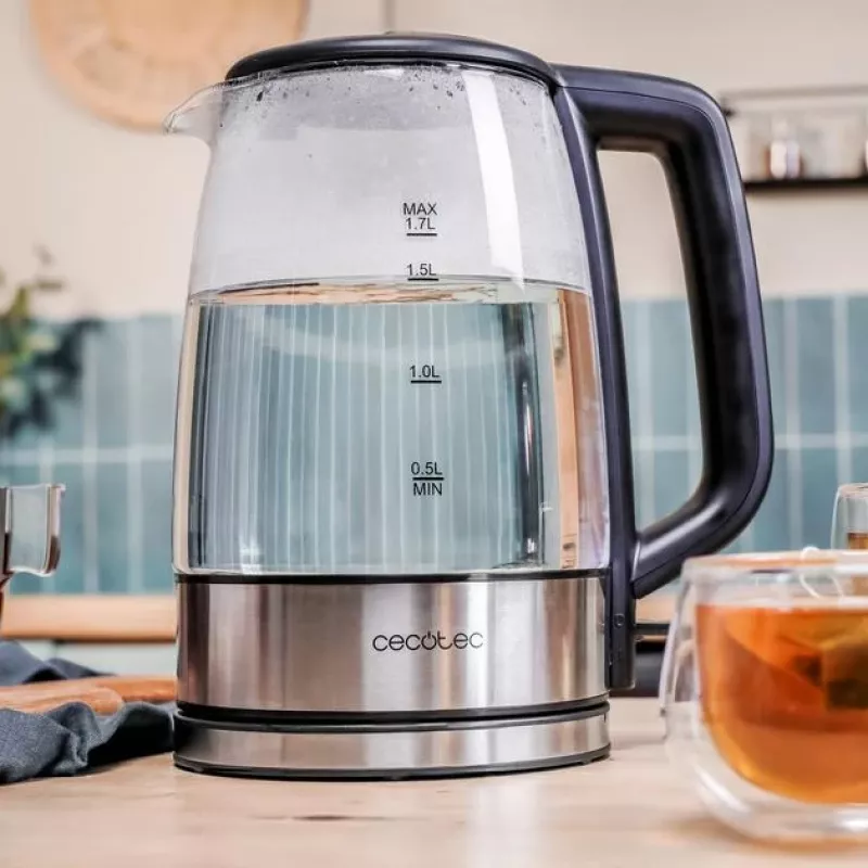 Cecotec Kettle | ThermoSense 340 Clear | Electric | 2200 W | 1.7 L | Glass | 360° rotational base | Clear