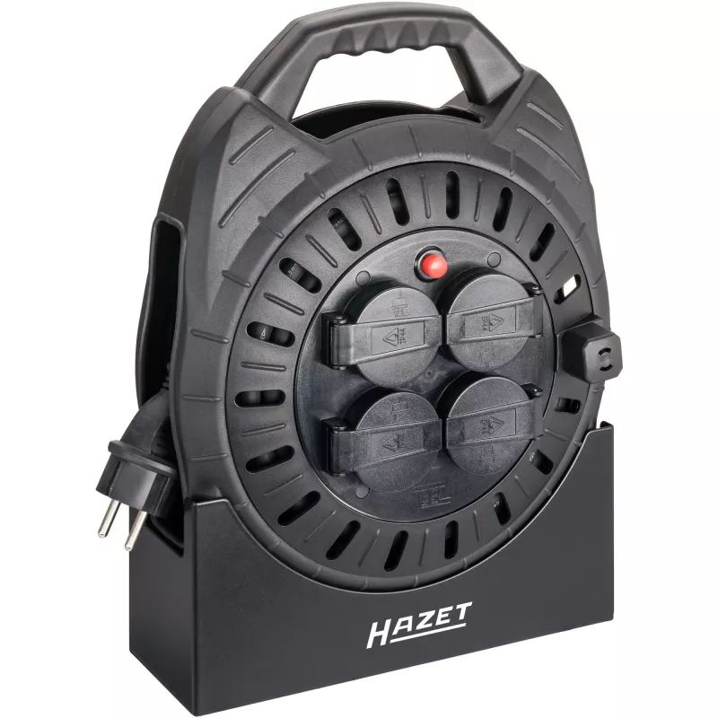 Cable reel Hazet 161N-3D, 10.00 m cable, black, portable power extension reel