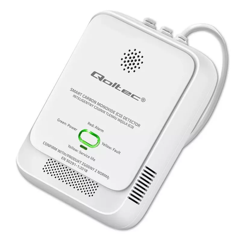 CO detector alarm QOLTEC 52576 — carbon monoxide sensor, 85 dB alarm