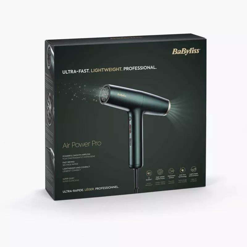 BaByliss Air Power Pro hair dryer 1700 W Gold, Green