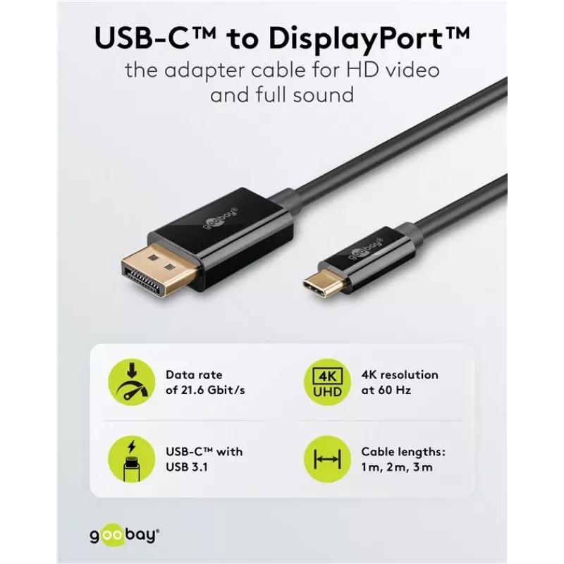USB-C to DisplayPort cable GOOBAY 75704, 1 m, up to 4K@60Hz