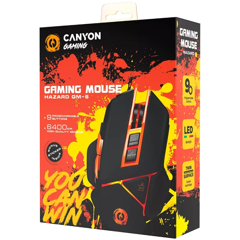 CANYON mouse Hazard GM-6 LED Wired Black Orange