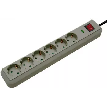 Eco-Line Power Strip 6-way (Light Grey, 1,5 Meter, 13.500A Surge Protection)