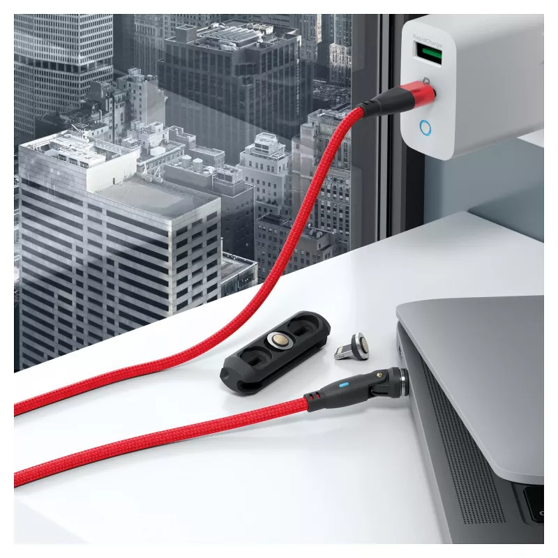 USB Cable RealPower MagneticCharge 100 1m USB C Red Fast Charging