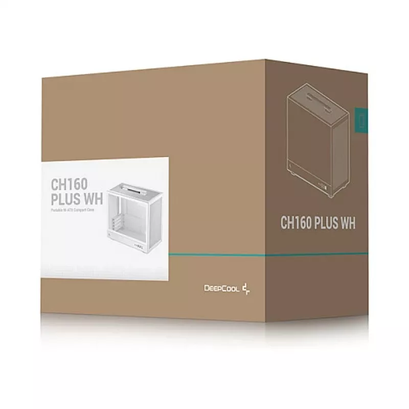 Computer case DeepCool CH160 PLUS WH Small Form Factor white, microATX, tempered glass, USB-C