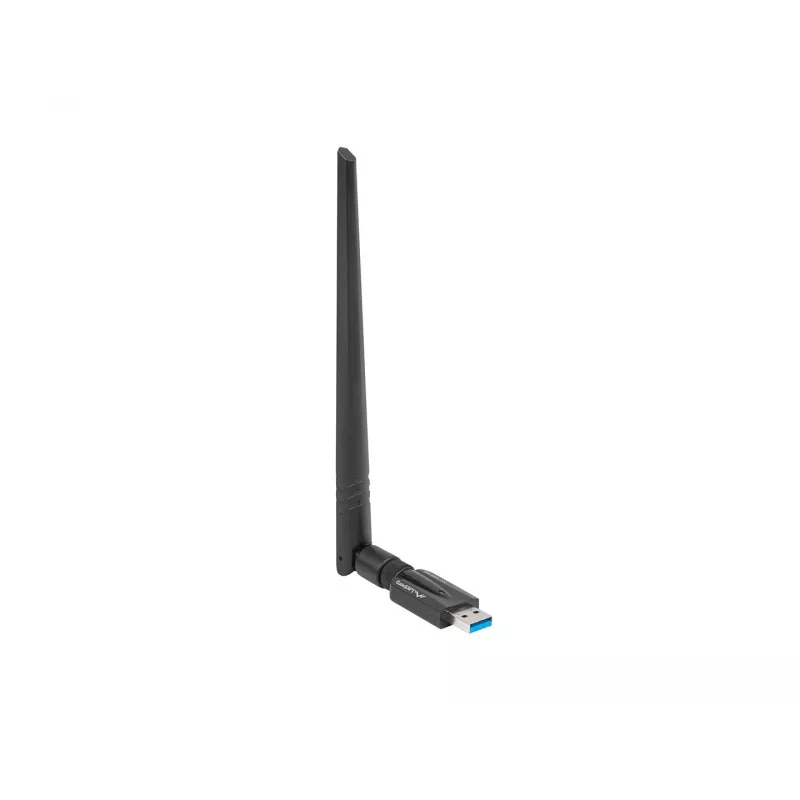Internal WLAN card LANBERG NC-1200-WIE — Dual-band USB WLAN adapter, RTL8812BU, up to 1200 Mbit/s, external 2x2 antennas (5 dBi), black