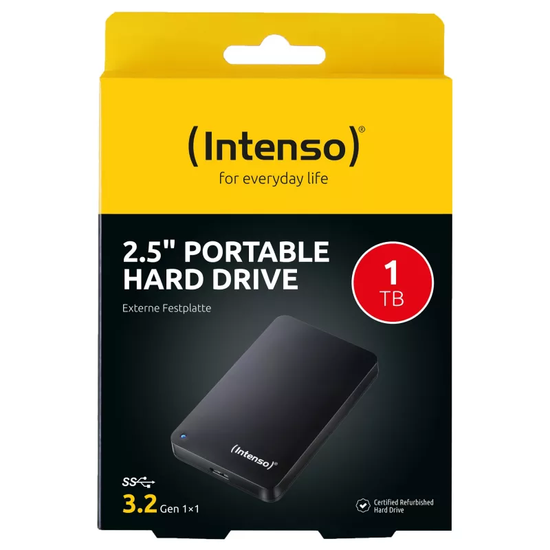 Portable Hard Drive 1 TB refurbished, external hard drive (black)