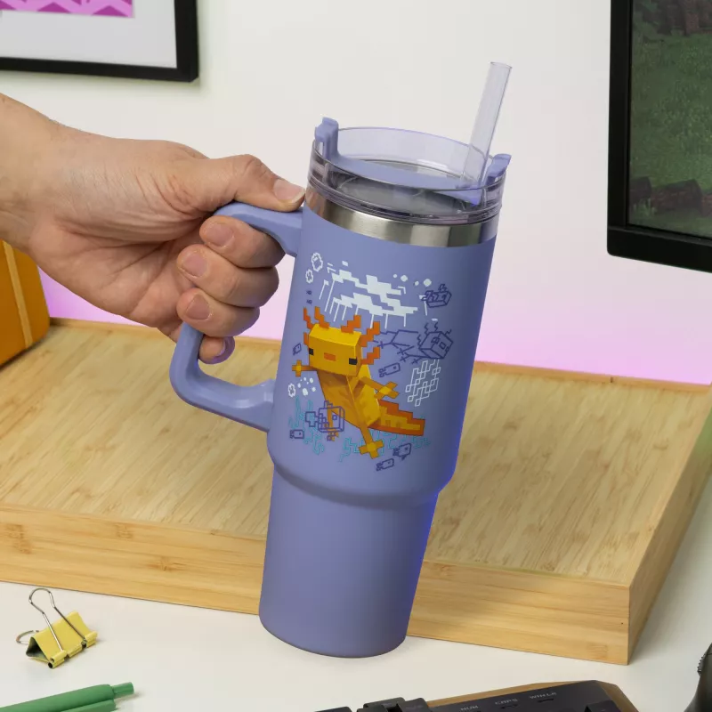Paladone Minecraft Purple Insulated Cup with Straw, 900 ml