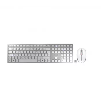 CHERRY DW 9100 SLIM keyboard Mouse included Universal RF Wireless + Bluetooth AZERTY French Silver