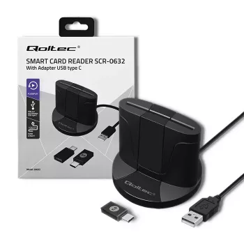 Smart Card Reader Qoltec 50632 USB 2.0 Black 1m Cable