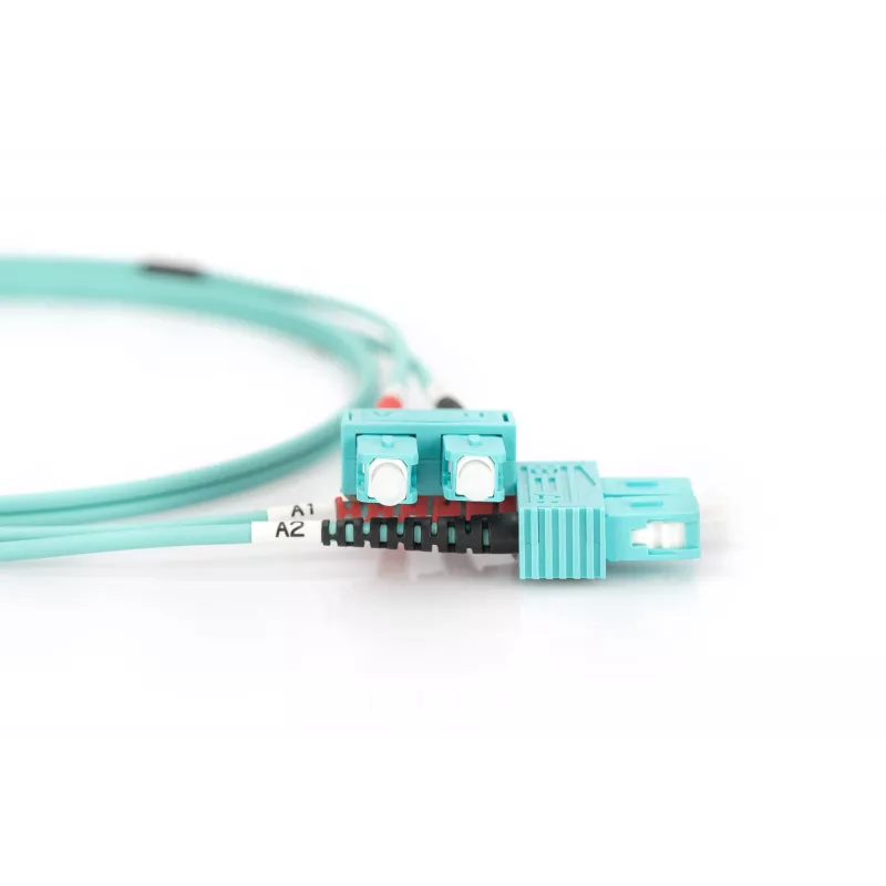 DIGITUS Professional - Patch-Cable - SC multi-mode (M) to SC multi-mode (M) - 2 m - Fibre Optic - 50/125 micrometre - OM3 - Halogen-Free - aquamarine
