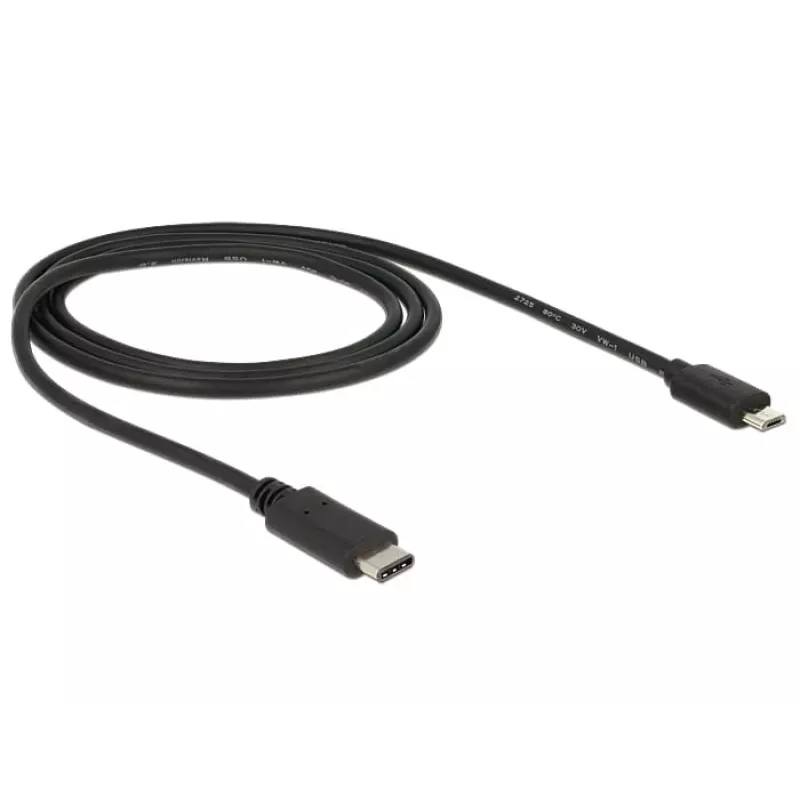 DeLOCK - USB Cable - 5-pin Micro-USB Type B (M) - 24-Pin-USB Type C (M) - 1,0m (USB 3,1) - Black (83602)