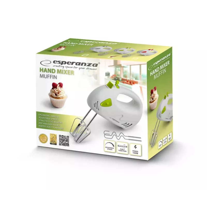 Esperanza EKM007G Muffin hand mixer, 150 W, green/white