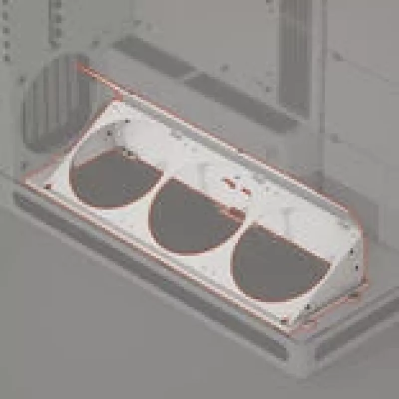 Angled bottom fan bracket HAVN HS 420 white — case fan mounting bracket for lower chassis installation