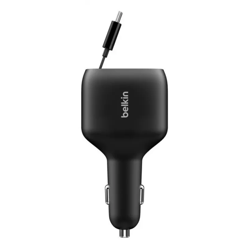Belkin 75W 2-Port w Retractable USB-C Cbl Car - Cable (CCC001HQBK)