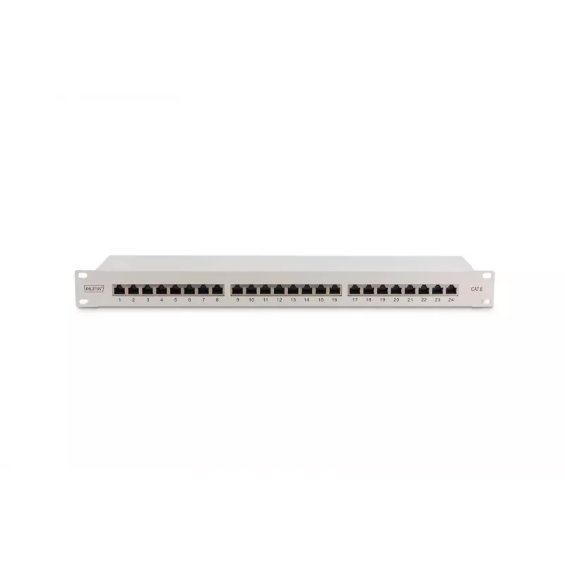 DIGITUS DN-91624S 24-Port Cat6 Shielded Patch Panel, 1U 19 inch Rack Mount, Black