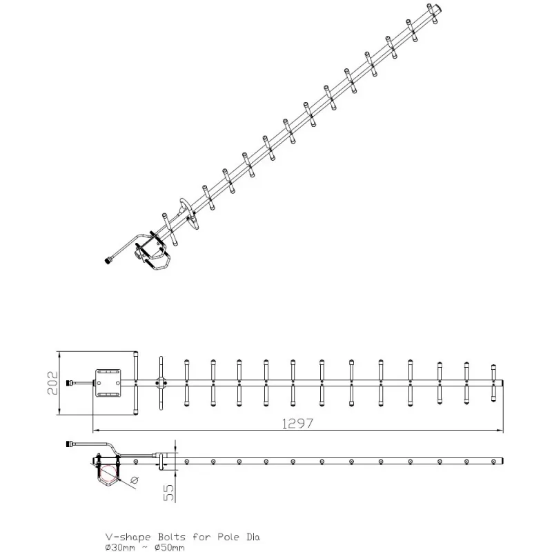 Directional Yagi Antenna ALLNET ANT-868-14dbi-Yagi 868 MHz 14 dBi N-Female