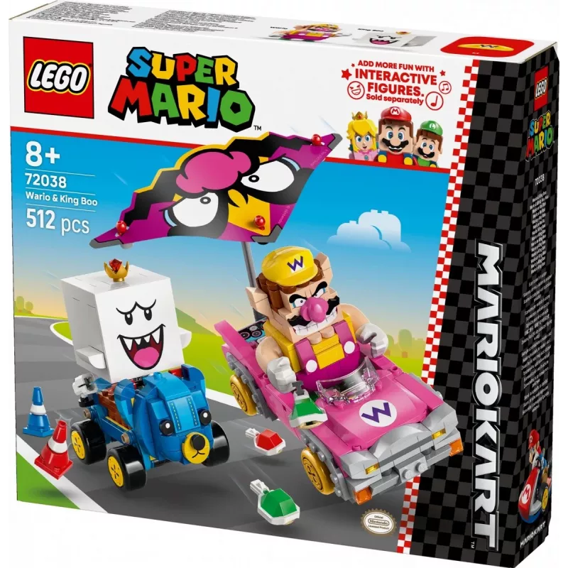 LEGO construction toy set 72038 Super Mario Mario Kart Wario King Buu Huu – character figures and track elements