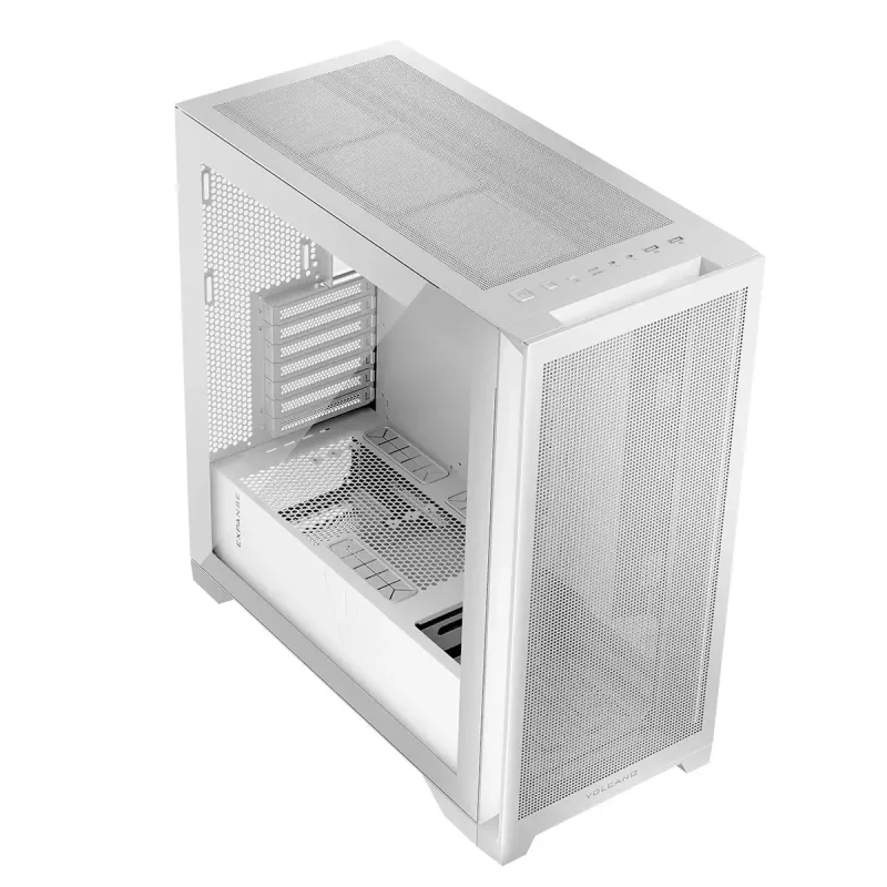 PC Case MODECOM VOLCANO EXPANSE S MIDI Tower — White, microATX, tempered glass, USB-C, supports GPU 430 mm