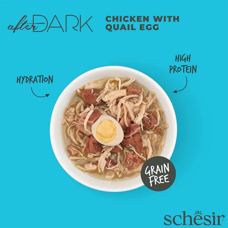 Wet cat food Agras Pet Foods Schesir after Dark Complete Brühe 80 g — chicken, gluten-free, for adult cats