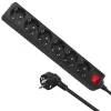 Socket box MACLEAN MCE195G 6-way power strip, 5 m cable, black