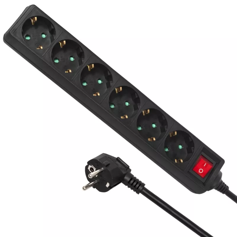 Socket box MACLEAN MCE195G 6-way power strip, 5 m cable, black