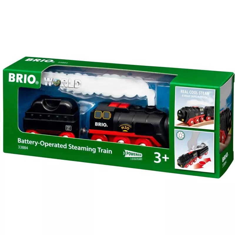 Brio Battery-Powered Steam Locomotive with Water Tank, Ages 3+
