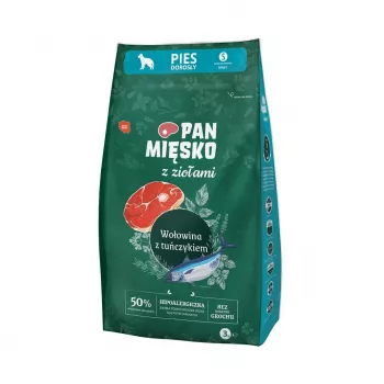 Dry dog food Pan Miesko Beef with Herbs and Tuna 3 kg — Adult, 30% Protein, 20% Fat, Gluten- and Soy-Free