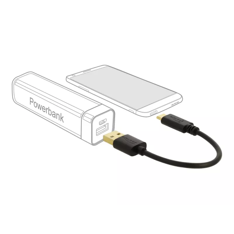 DeLOCK USB Charging Cable Type-A to USB Type-C 15 cm Black