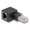 DeLOCK RJ45 plug to RJ45 jack Adapter Cat.6A 90° left angled Black