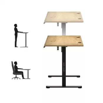 Adjustable height desk Mark Adler Leader 7.0 — electric height adjustment, 1200×600 mm, 72–118 cm, max load 80 kg, black metal frame, particleboard top