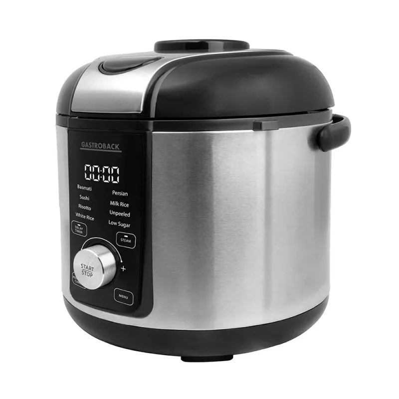 Rice cooker GASTROBACK Rice Control Low Carb & Steam, 3 L, 450 W, black/stainless steel