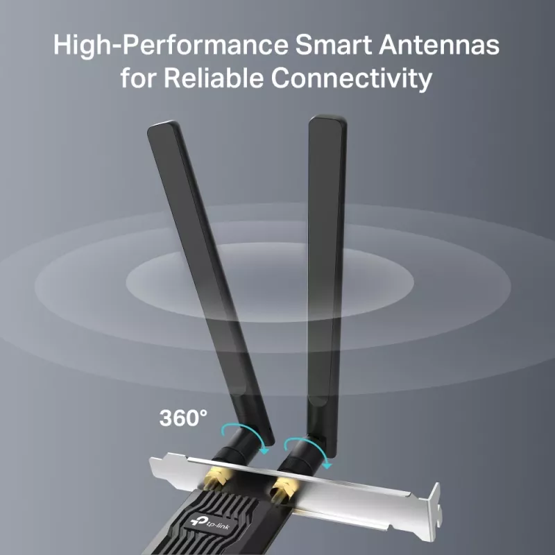 Wi-Fi 6 Bluetooth PCIe Adapter TP‑LINK Archer TX10E AX900 — PCIe card, AX900 Wi‑Fi 6, Bluetooth