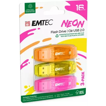 Emtec USB Stick C-410 - USB 2.0 - 16 GB - NEON (ECMMD16GC410P3NEO)