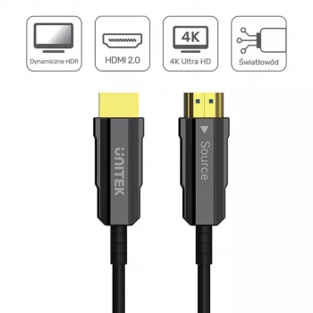 HDMI optical cable Unitek C11092ASL01 4K 60Hz (HDMI 2.0, 20 m, male–male, black)