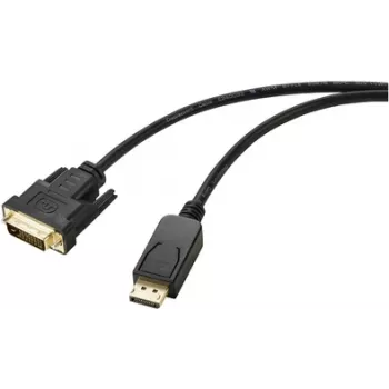 Renkforce DisplayPort / DVI Adapter Cable DisplayPort Plug, DVI-D 24+1pol. Plug 1.80 m Black RF-5771518 PVC Jacket DVI-Cable (RF-5771518)