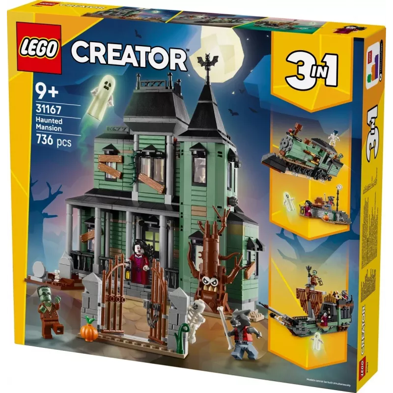Construction toy LEGO Creator 3-in-1 Haunted House model 31167 — 736 pieces, 3 builds, 5 minifigures