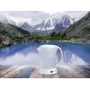 Electric kettle LAFE LAFCZA45865, stainless steel, 0.6 L, 600 W, light grey, hinged lockable lid