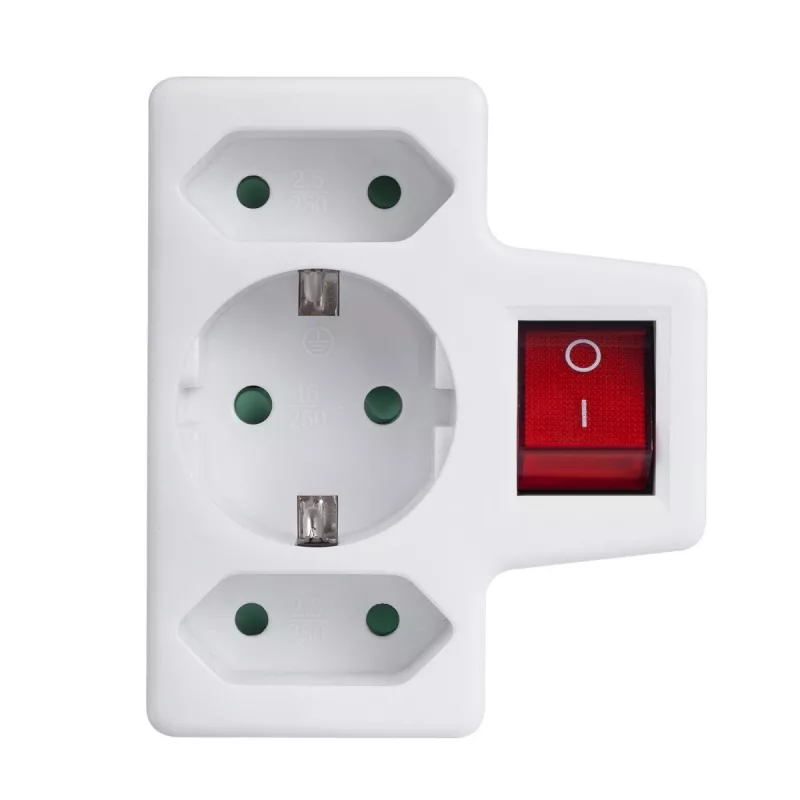 Maclean MCE215 Multi-Plug Adapter, 1x16 A + 2x2.5 A Schuko