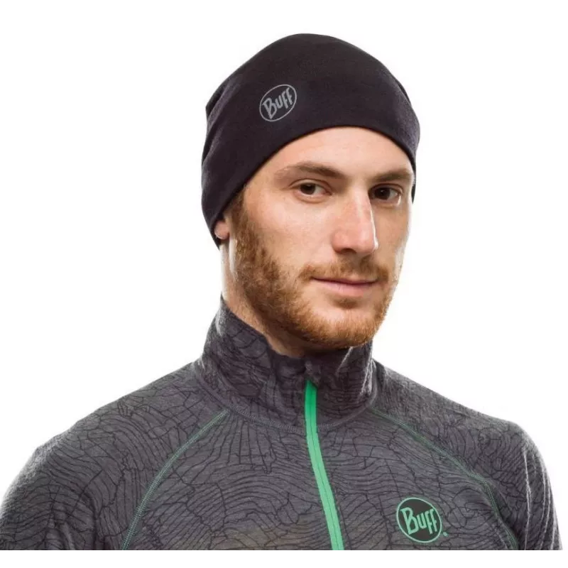 Beanie hat Buff Merino Midweight — Solid Black, one size, merino wool, autumn/winter, sport