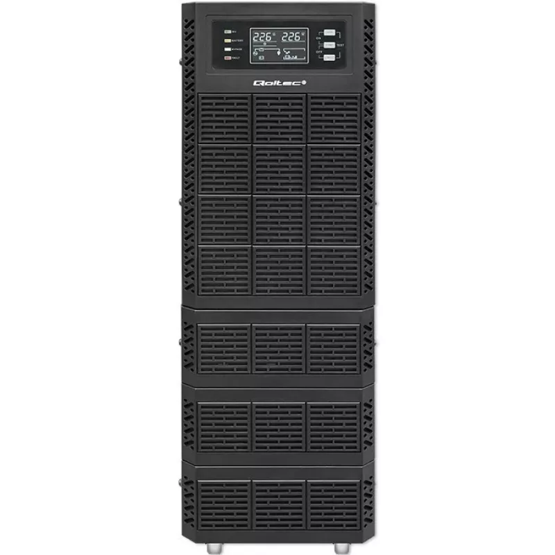 Qoltec 52284 Uninterruptible Power Supply UPS | 10kVA | 10000W | Power factor 1.0 | LCD | EPO | USB | On-line