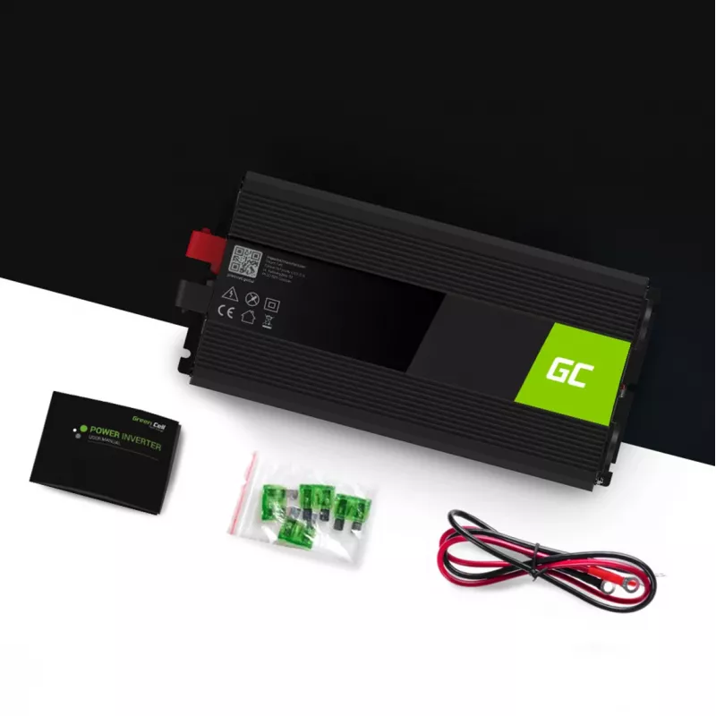 Power inverter Green Cell INV10 2000 W, 12 V DC to 230 V AC, Type C output, 50 Hz, black