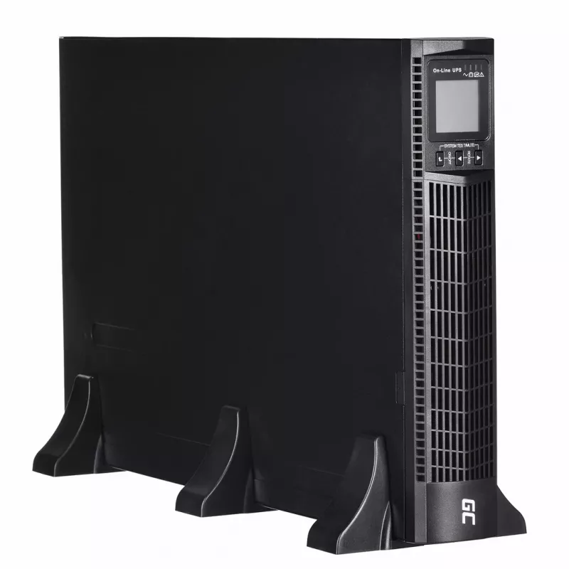 Uninterruptible Power Supply Green Cell UPS15 — Online double-conversion 3 kVA (2700 W), 6 AC outlets, pure sine, LCD, tower, 6×12V/9Ah batteries