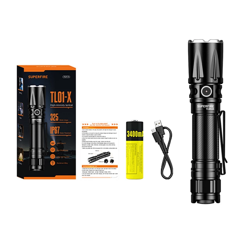 Flashlight Superfire TL01-X handheld rechargeable LED, compact design