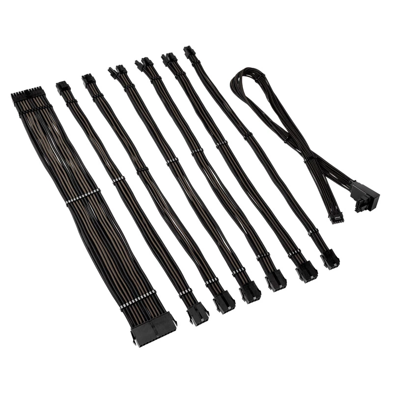 Cable/Adapter Kit Kolink Core Pro Braided Cable Extension 12V-2x6 Type 2 — Jet Black/Gunmetal