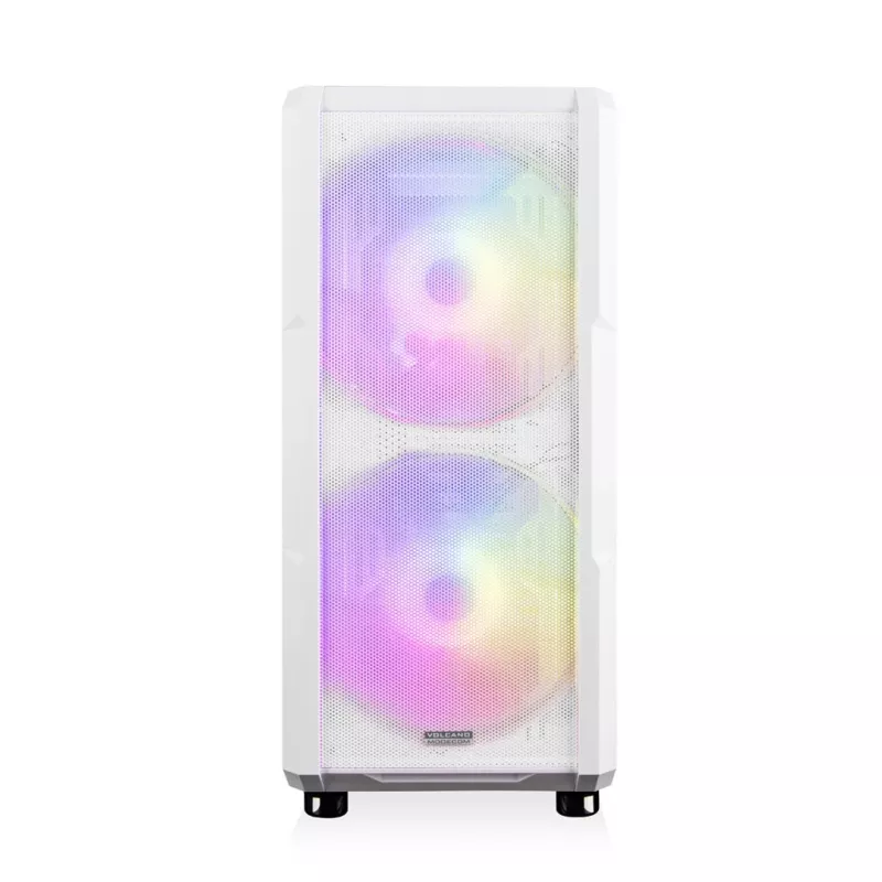 PC Case MODECOM AMIRANI ARGB Midi Tower White — ATX/ITX, 35 cm GPU, 16.5 cm CPU cooler, 2x200 mm fans