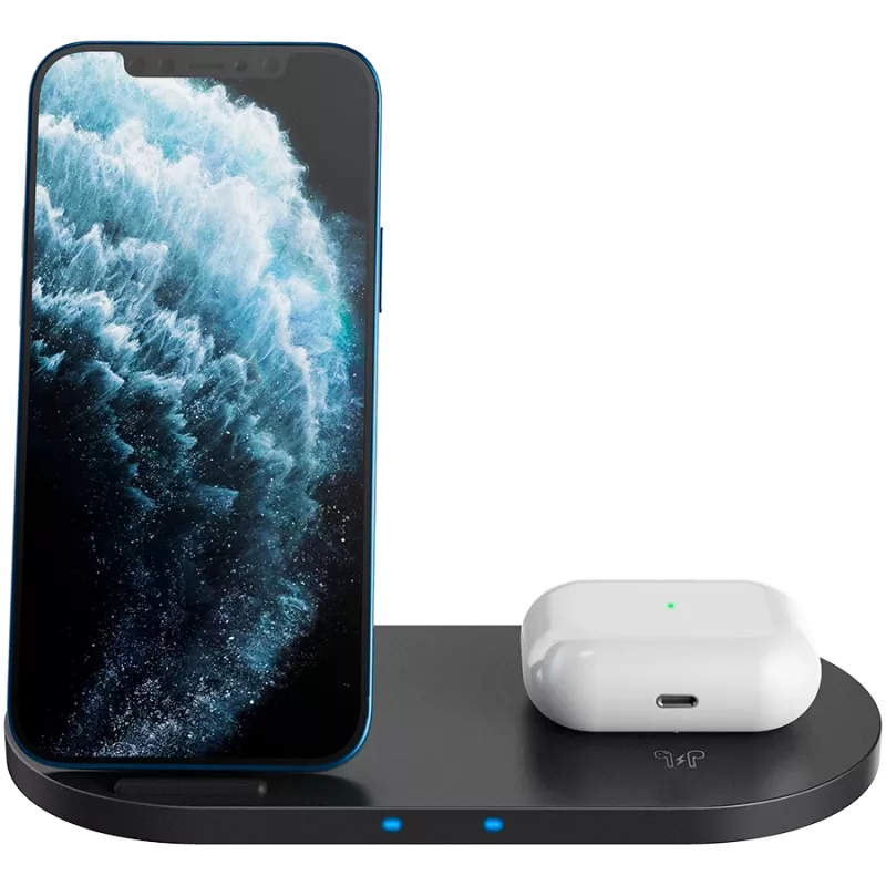 Charger Wireless Dock 2in1 QI 10W/USB-C/LED black
