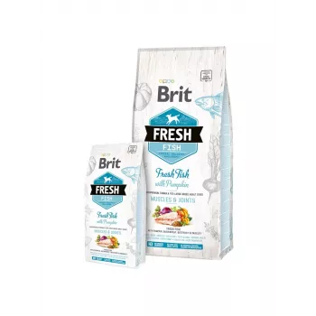 Dry dog food Brit Fresh Fish with Pumpkin Adult Large Muscles & Joints 12 kg, protein 26% fat 14% grain-free