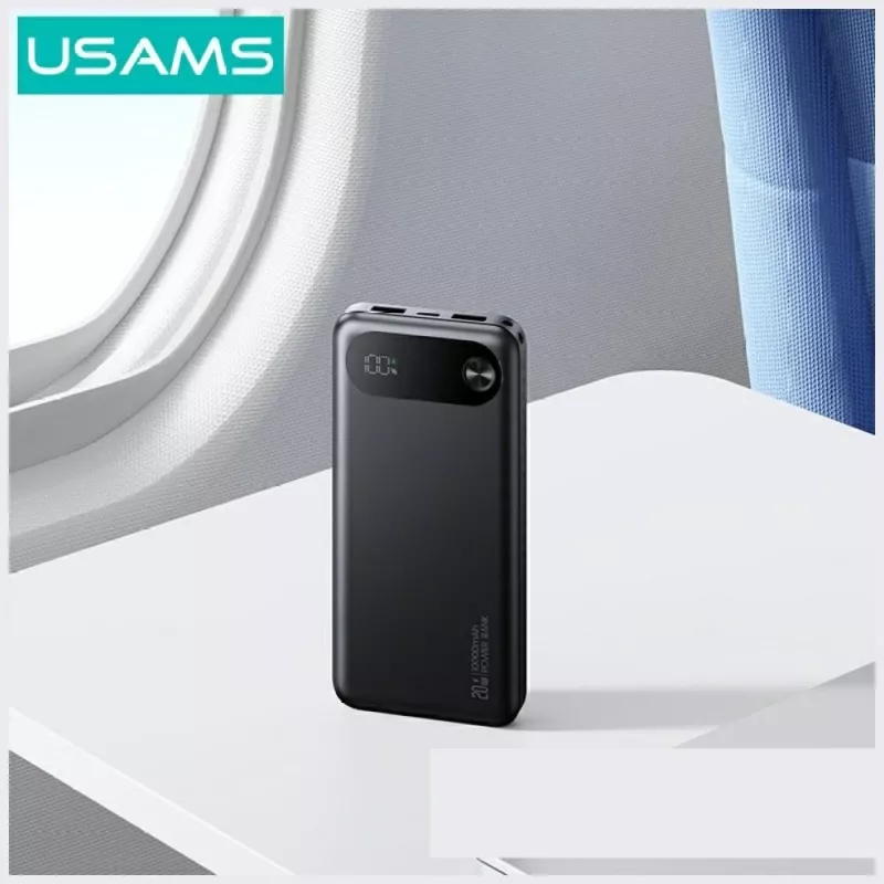 Power bank usams PB80 PD20W 10000mAh — portable charger, black